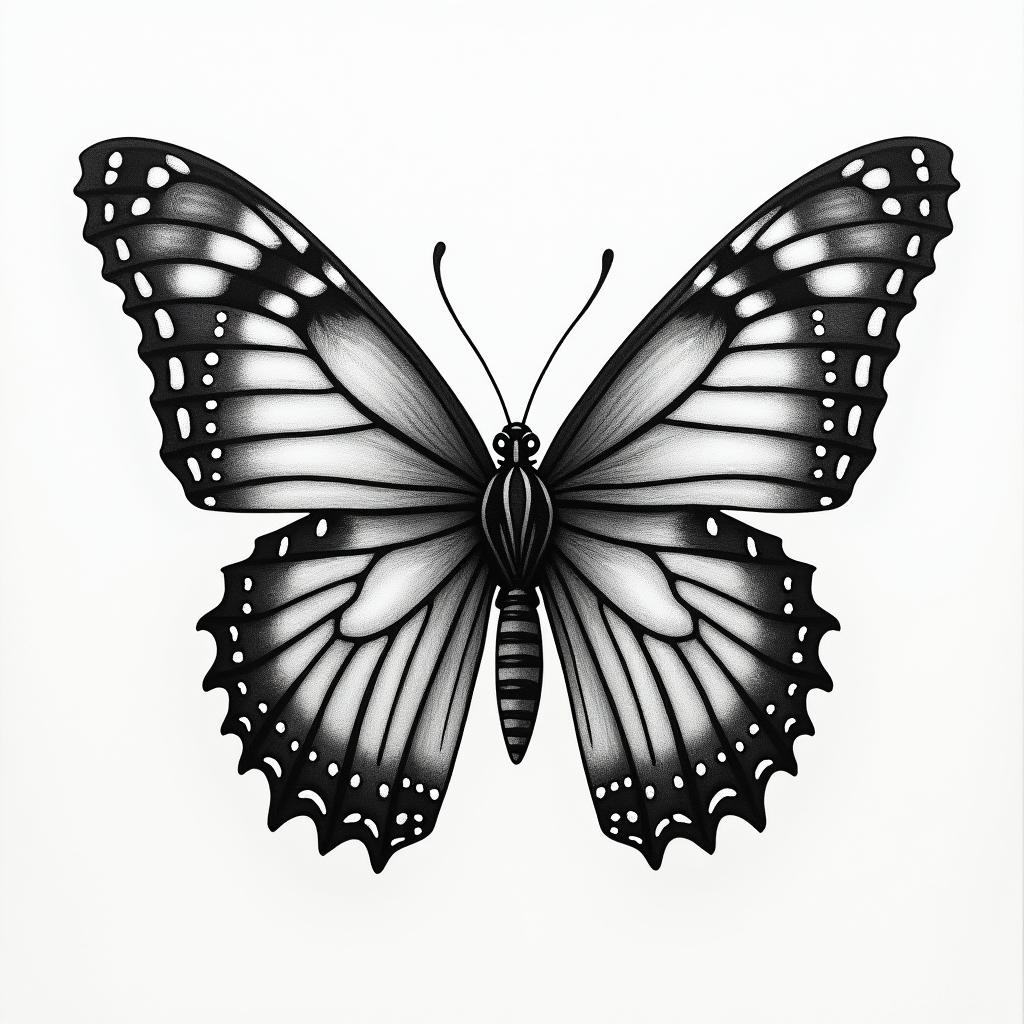 Butterfly with intricate wing patternshigly detailed tattoo - Variation 21
