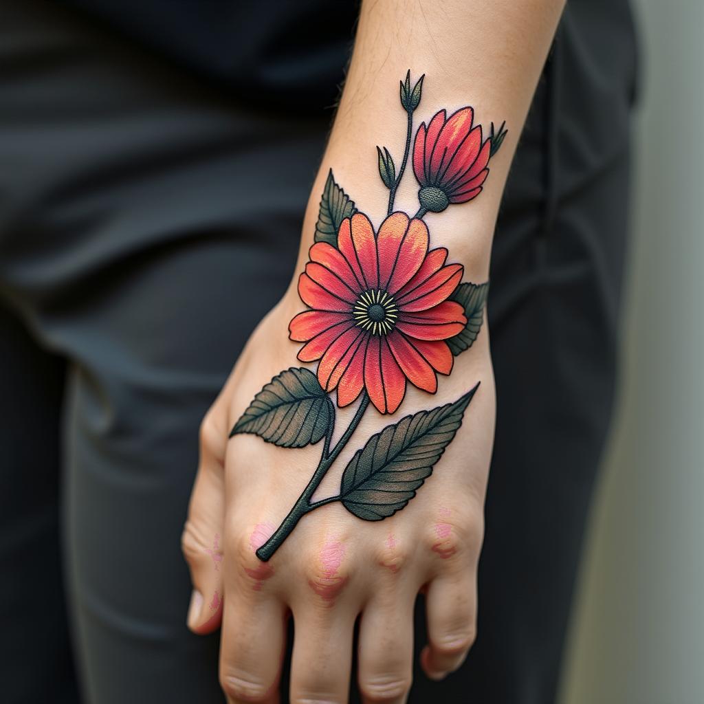 Create one trapocal tattoo with monstera, bird flower, parot & teopical plants in realism tattoo style, featuring a highly detailed, lifelike, capturing every detail, photorealistic, ultra realistic, intricate shading, smooth and sharp, - Variation 2