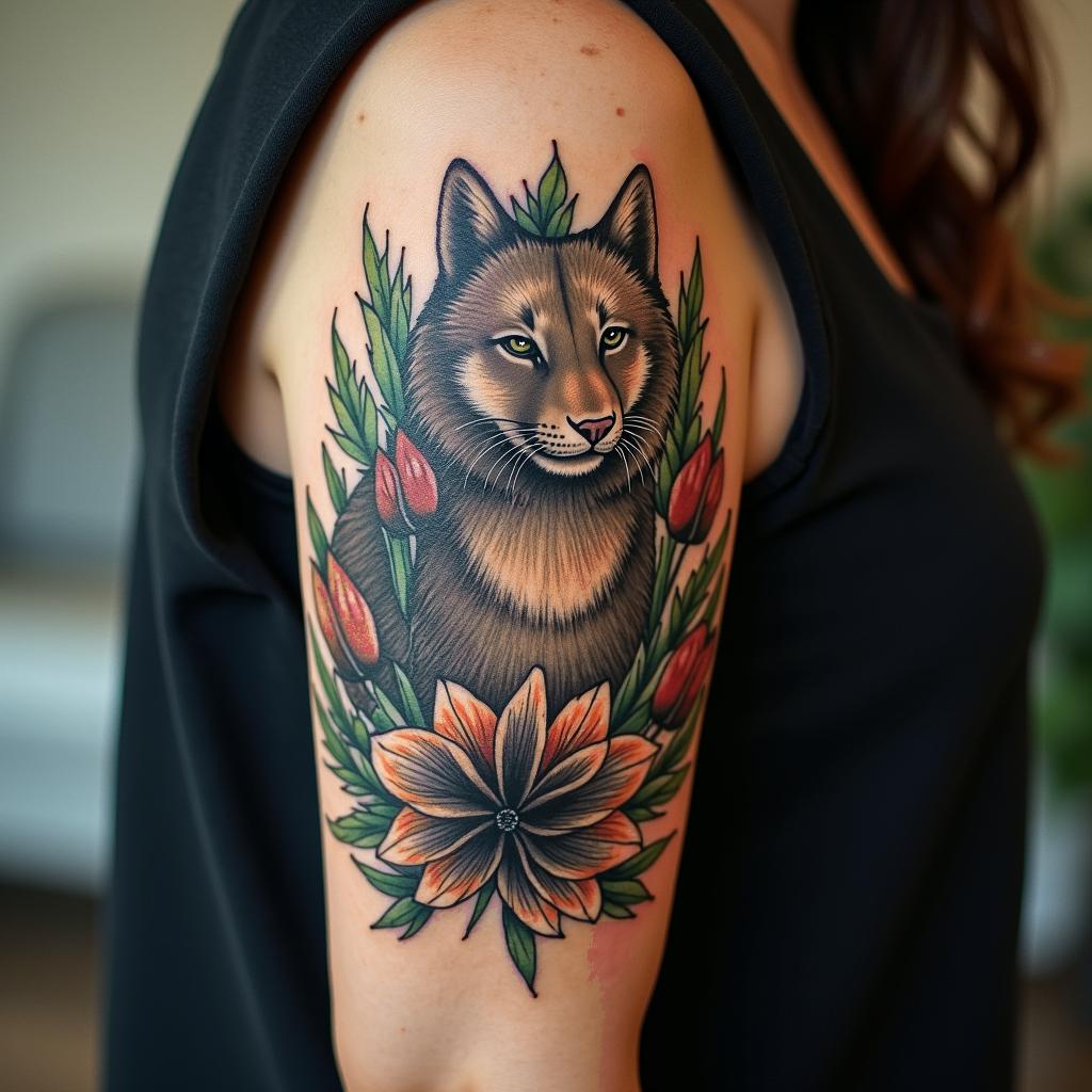 Hase fuchsin portrait tattoo style, featuring a highly realistic and detailed depiction 