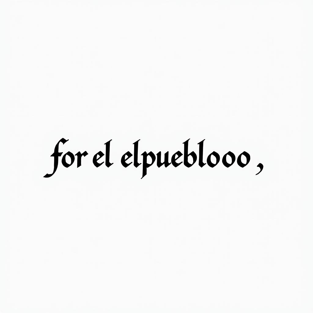 Phrase written For El Pueblooominimalist text-based tattoo, Monospace font ultra-realistic, perfectly placed, high-quality font design, photo-realistic shading, 8k, high quality, finely detailed typograph - Variation 2
