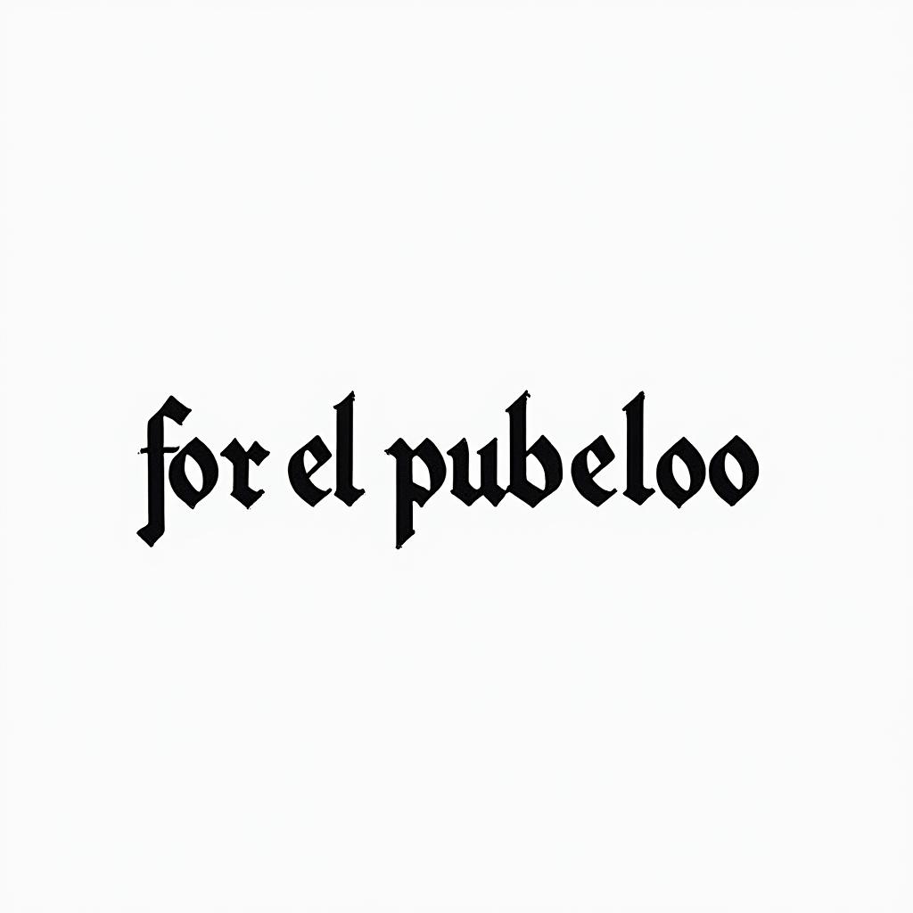 Phrase written For El Pueblooominimalist text-based tattoo, Monospace font ultra-realistic, perfectly placed, high-quality font design, photo-realistic shading, 8k, high quality, finely detailed typograph - Variation 4
