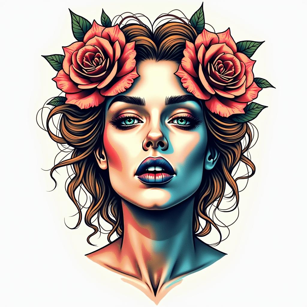Choosing peacein pop art style tattoo, featuring bold and vibrant colors, exaggerated outlines, iconic imagery, inspired by comic books and speech bubbles, comic book characters, retro pop culture - Variation 2