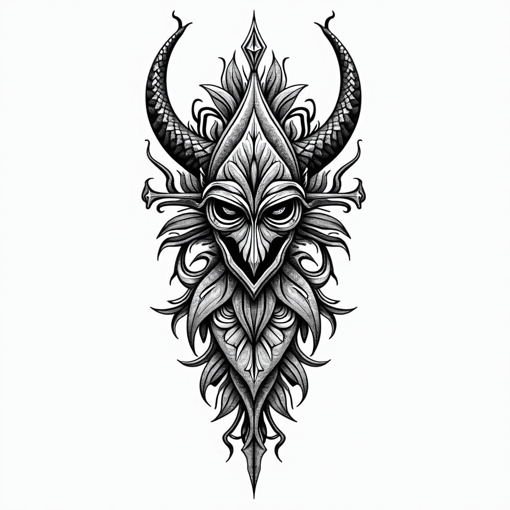 Runes Vikingsin ornamental tattoo style, featuring intricate symmetrical patterns and floral designs, showcasing highly detailed line work and geometric shapes, creating a sense of elegance and balance - Variation 2