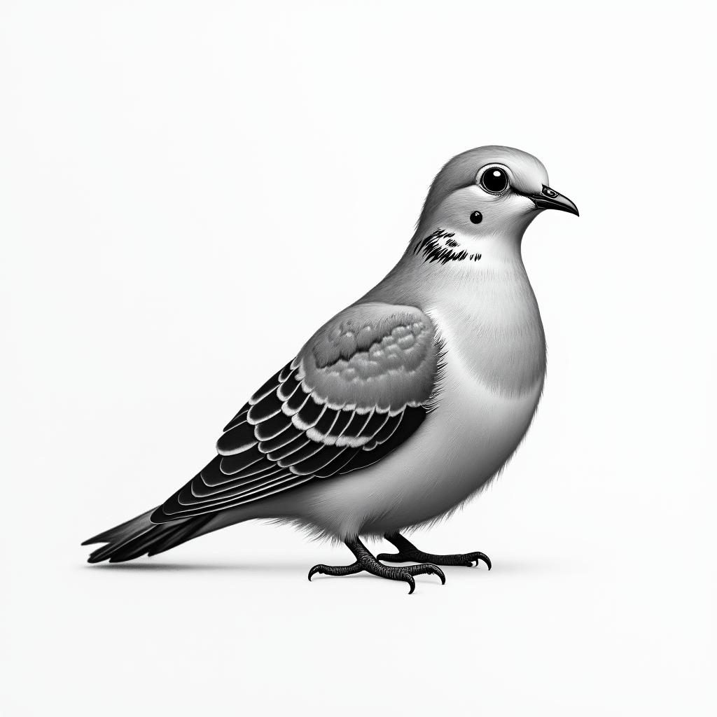 Small dovein portrait tattoo style, featuring a highly realistic and detailed depiction - Variation 4