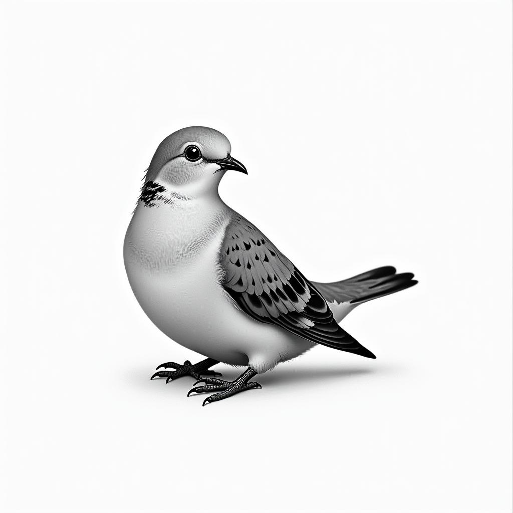 Small dovein portrait tattoo style, featuring a highly realistic and detailed depiction