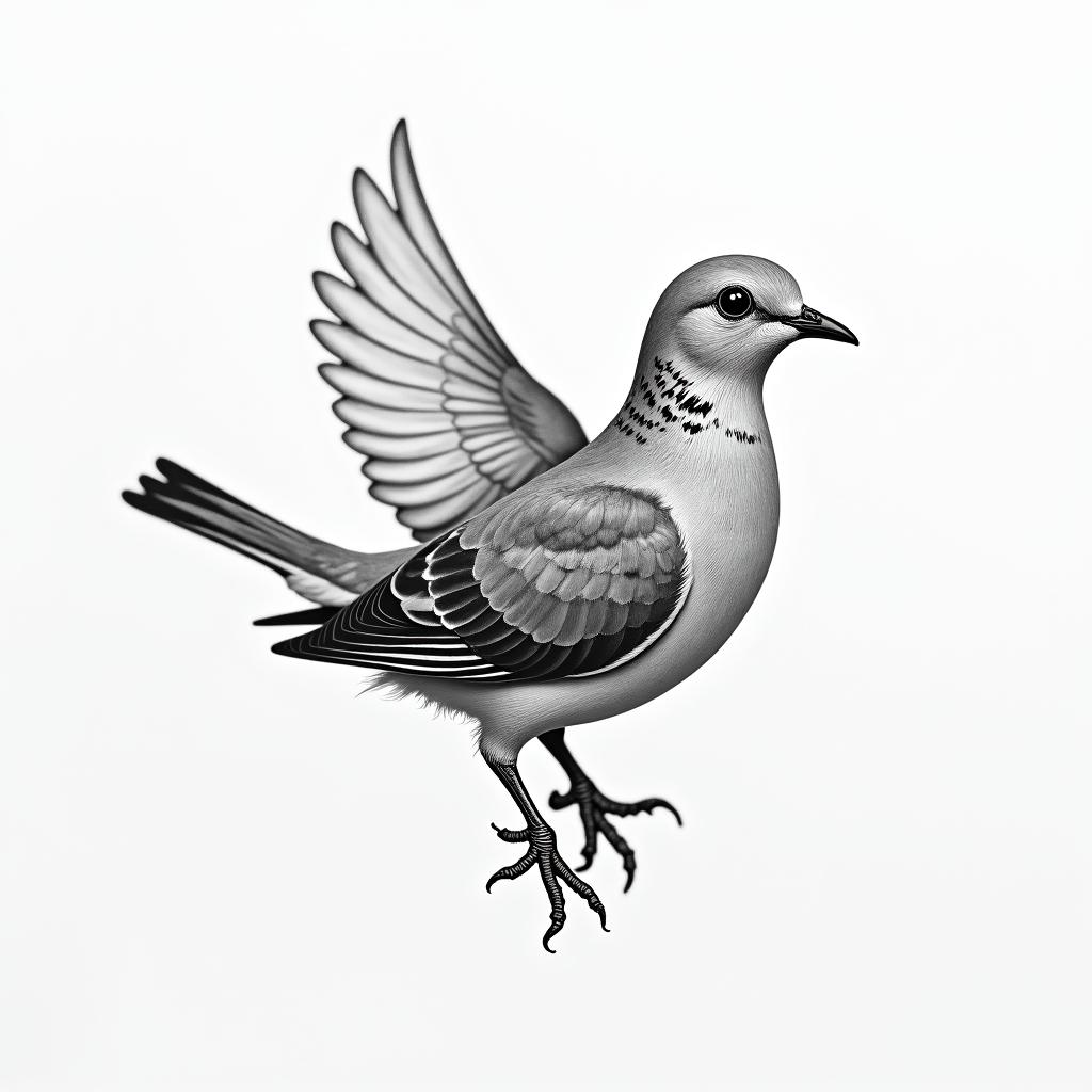 Small dovein portrait tattoo style, featuring a highly realistic and detailed depiction - Variation 3