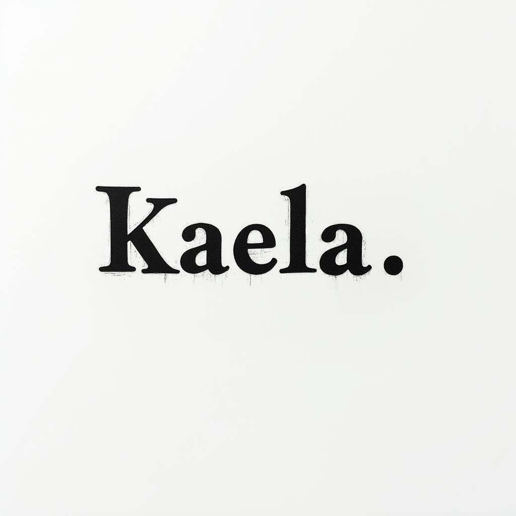 Kaelaminimalist text-based tattoo, Monospace font ultra-realistic, perfectly placed, high-quality font design, photo-realistic shading, 8k, high quality, finely detailed typograph