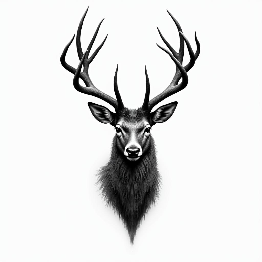 A hunting bullet letting escape the soul of a deer.higly detailed tattoo - Variation 4