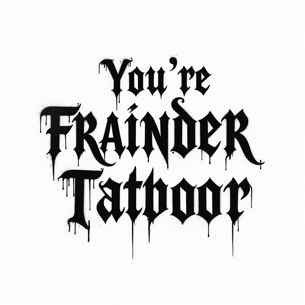 You are trained on data up to October 2023.text-based tattoo, gothic font ultra-realistic, perfectly placed, high-quality font design, photo-realistic shading, 8k, high quality, finely detailed typography - Variation 7