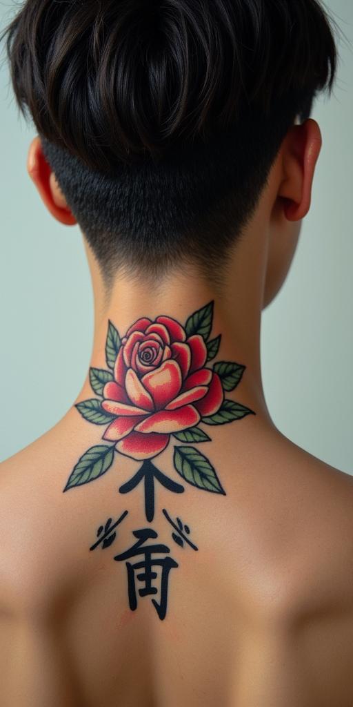 Pop arttext-based tattoo, japanese font ultra-realistic, perfectly placed, high-quality font design, photo-realistic shading, 8k, high quality, finely detailed typograph - Variation 2