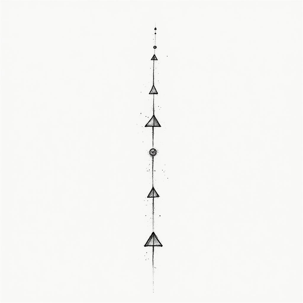 Several small minimalist drawings that represent the motivations of life.in minimalist style tattoo, featuring simple shapes and fine lines, with minimal shading and details, tiny triangles, creating a sense of balance and harmony - Variation 3