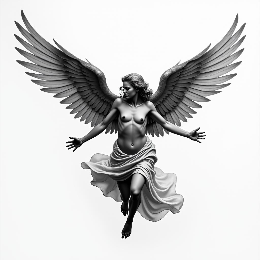 Angel fallinghigly detailed tattoo