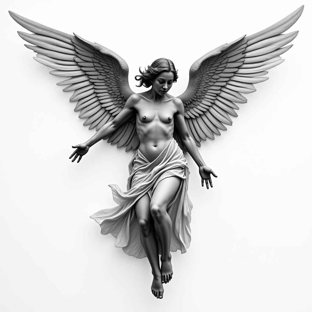 Angel fallinghigly detailed tattoo - Variation 4