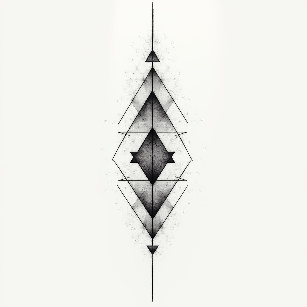 Geometric shapes and linesin minimalist style tattoo, featuring simple shapes and fine lines, with minimal shading and details, tiny triangles, creating a sense of balance and harmony - Variation 3