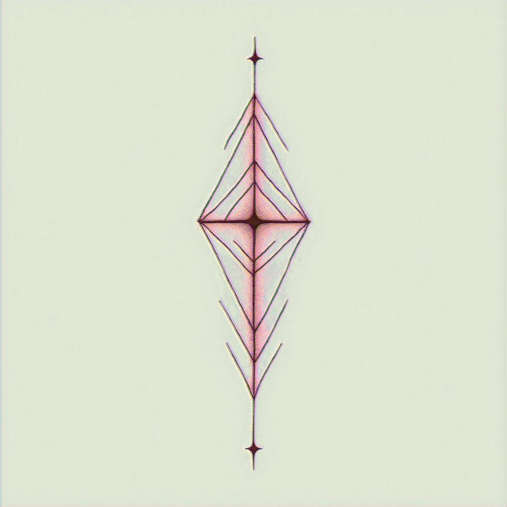 Geometric shapes and lines arrowin minimalist style tattoo, featuring simple shapes and fine lines, with minimal shading and details, tiny triangles, creating a sense of balance and harmony