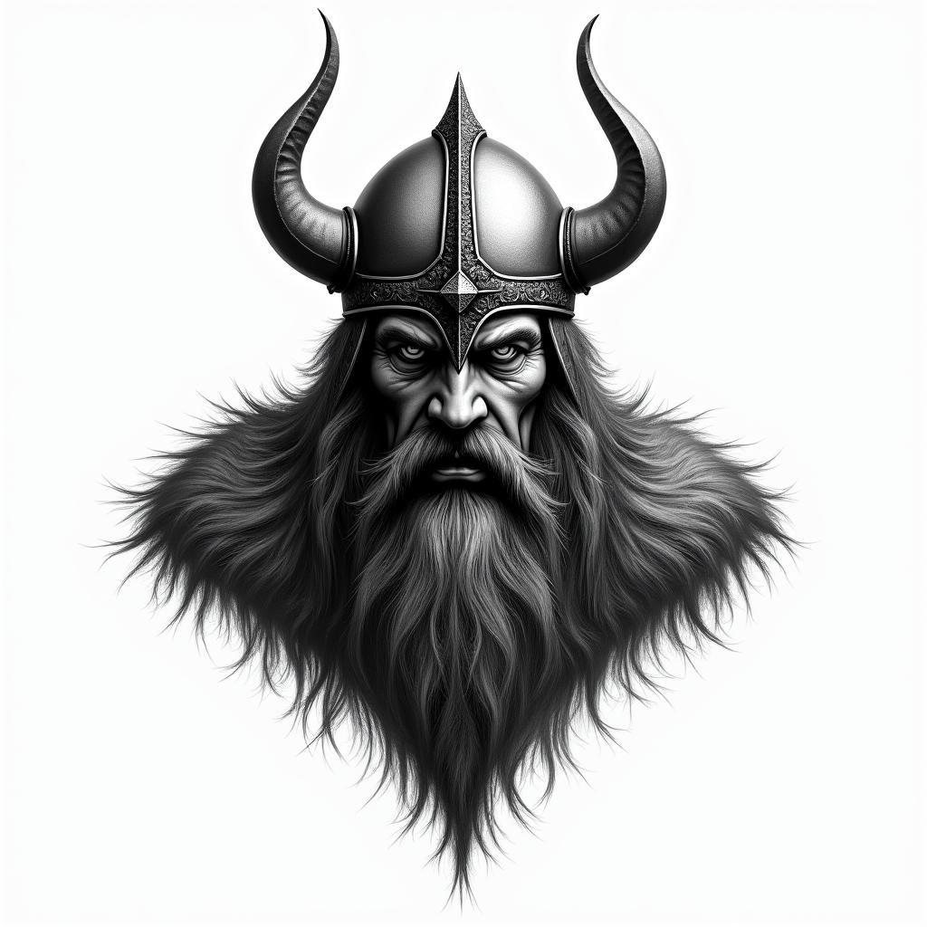 Fierce Viking with artistic helmet designtext-based tattoo, gothic font ultra-realistic, perfectly placed, high-quality font design, photo-realistic shading, 8k, high quality, finely detailed typography