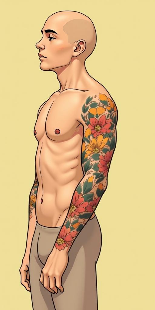 JericoGhibli, Studio Ghibli aesthetic, hand-drawn anime style, retro nostalgic atmosphere, retro soft pastel color palette with earthy tones, retro Japanese cinematic shot, yellow tint effect, bald character, smooth surface, anime shadow 90's anime style - Variation 3