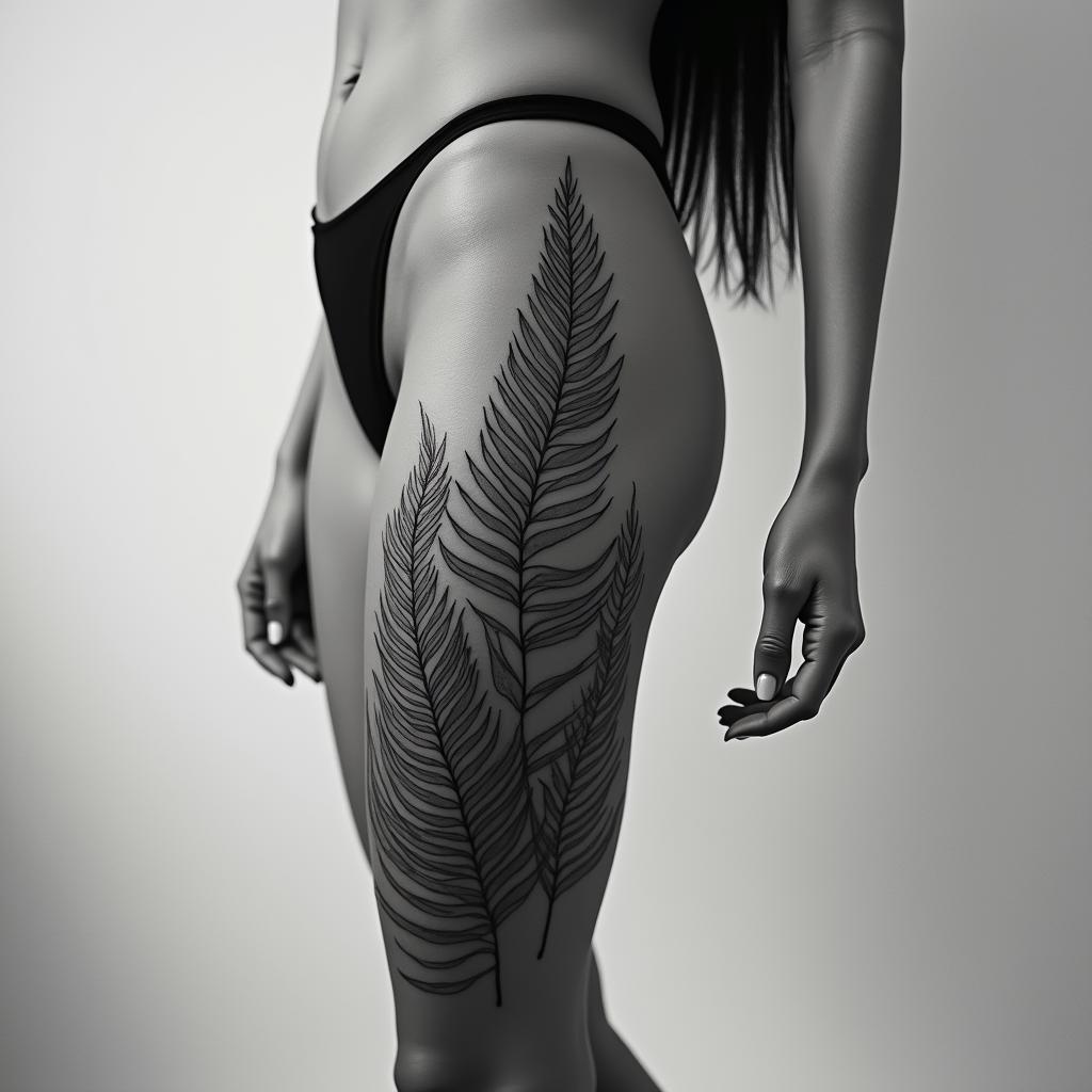 Fernsin portrait tattoo style, featuring a highly realistic and detailed depiction  - Variation 4