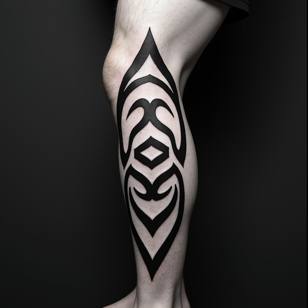 Maori mokoin tribal tattoo style, featuring bold and black geometric shapes, curved lines, intertwine and flow seamlessly, creating a powerful and symbolic design, polynesian and maori styles - Variation 2