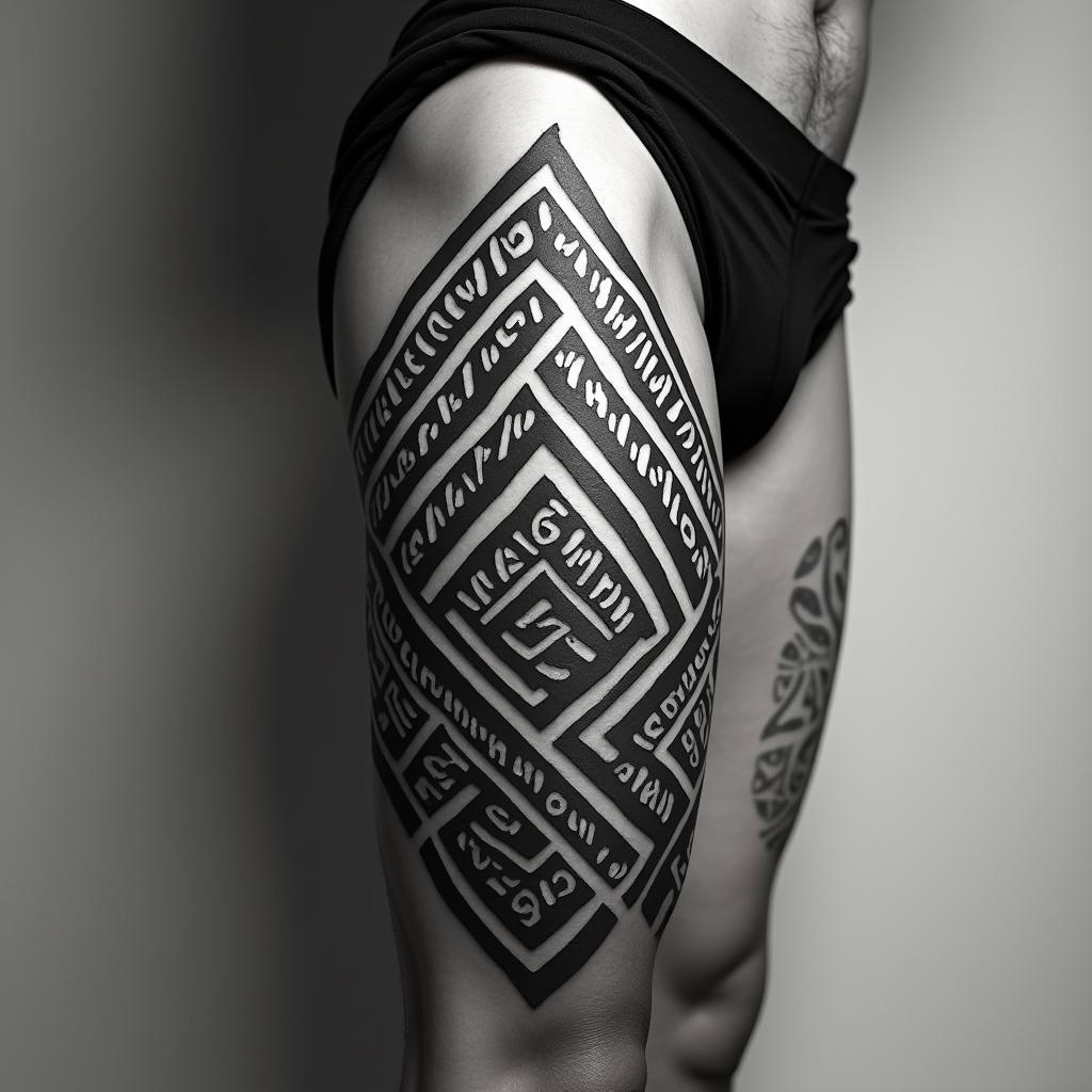 Maori mokoin tribal tattoo style, featuring bold and black geometric shapes, curved lines, intertwine and flow seamlessly, creating a powerful and symbolic design, polynesian and maori styles - Variation 4
