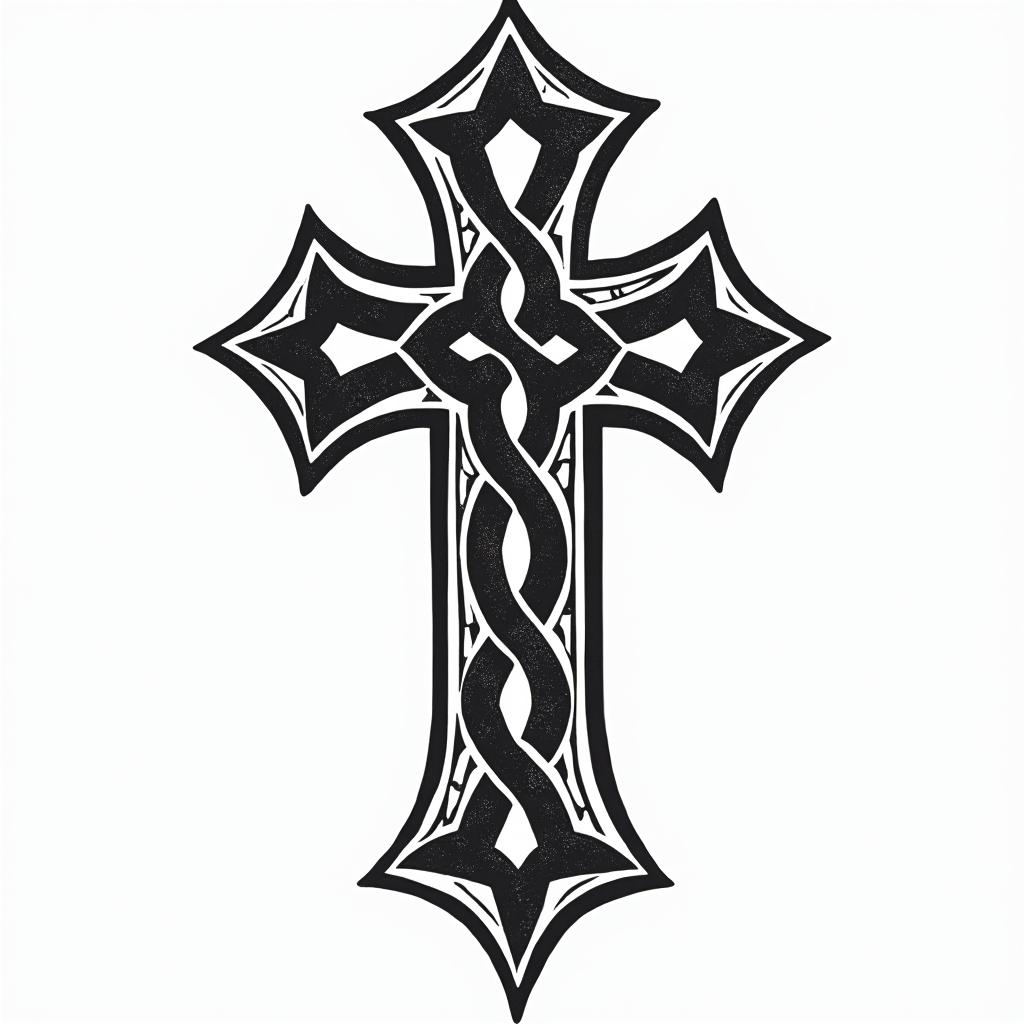 Fire department, armed forces, Iron Crossin tribal tattoo style, featuring bold and black geometric shapes, curved lines, intertwine and flow seamlessly, creating a powerful and symbolic design, polynesian and maori styles - Variation 2