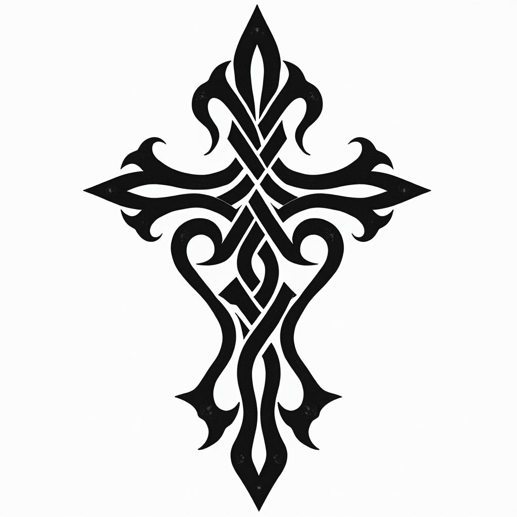 Fire department, armed forces, Iron Crossin tribal tattoo style, featuring bold and black geometric shapes, curved lines, intertwine and flow seamlessly, creating a powerful and symbolic design, polynesian and maori styles