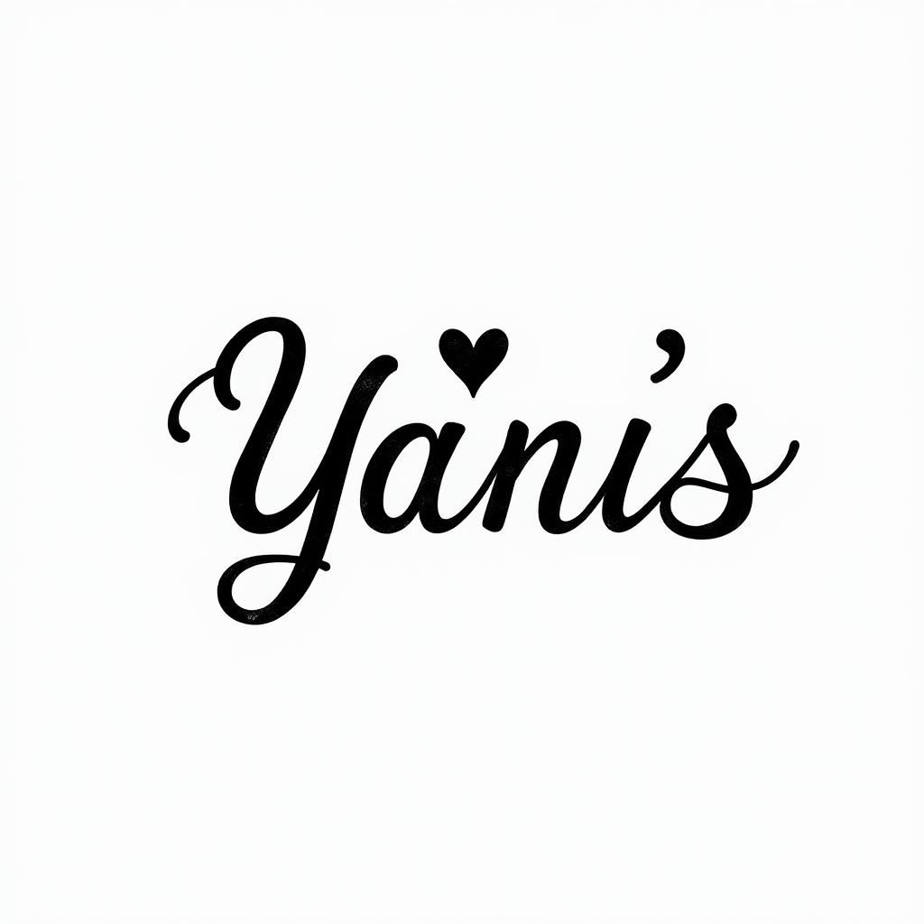 My brother named Yanis passed away in a motorcycle accident. He is a Gemini, and I would like to get a simple and discreet tattoo in his memory.in elegant cursive calligraphy style 2d tattoo, decorate with roses, featuring a smooth and flowing handwritten script with slightly thickened strokes for a luxurious and bold appearance,  heart symbol between names,  sleek and glossy black text with shadowing, minimalist matte white background, clean and sharp edges, illuminated with soft lighting, romantic, 8k, high-quality textures with refined typography - Variation 3