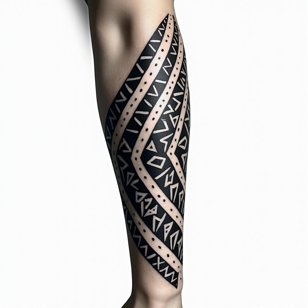 i need a tribal armin tribal tattoo style, featuring bold and black geometric shapes, curved lines, intertwine and flow seamlessly, creating a powerful and symbolic design, polynesian and maori styles - Variation 3