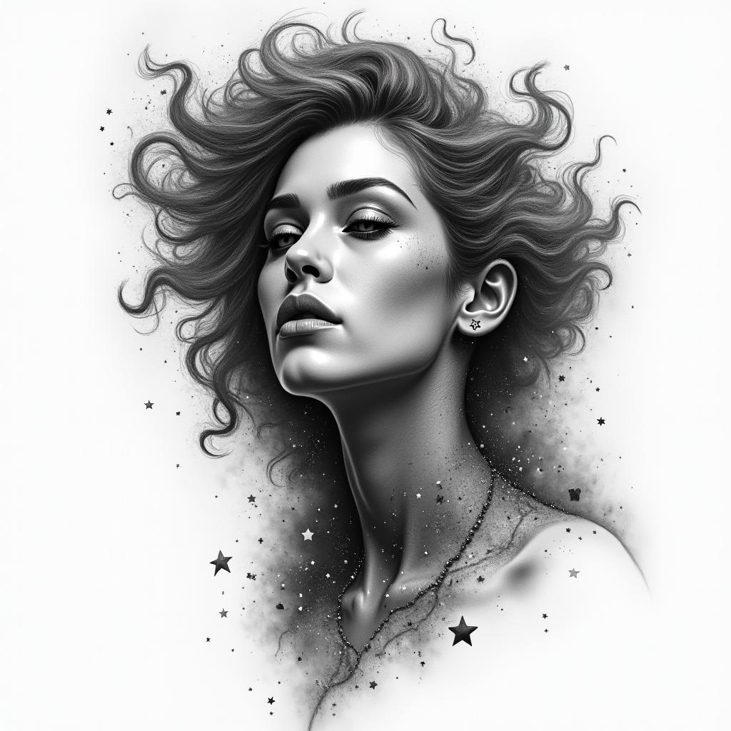 Galaxyin realism tattoo style, featuring a highly detailed, lifelike, capturing every detail, photorealistic, ultra realistic, intricate shading, smooth and sharp, - Variation 4