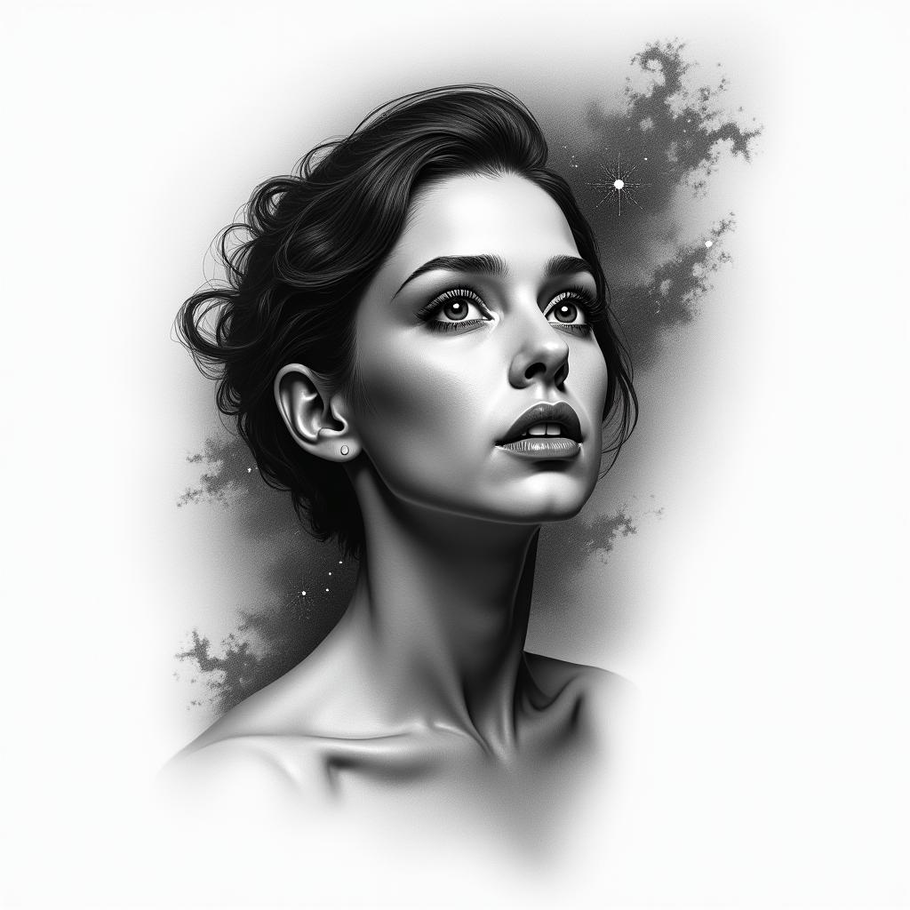 Galaxyin realism tattoo style, featuring a highly detailed, lifelike, capturing every detail, photorealistic, ultra realistic, intricate shading, smooth and sharp, - Variation 2