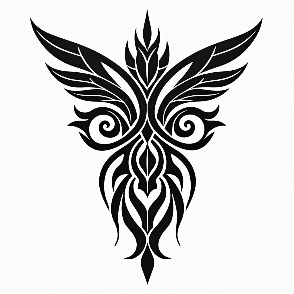 Woods, animals and namesin tribal tattoo style, featuring bold and black geometric shapes, curved lines, intertwine and flow seamlessly, creating a powerful and symbolic design, polynesian and maori styles