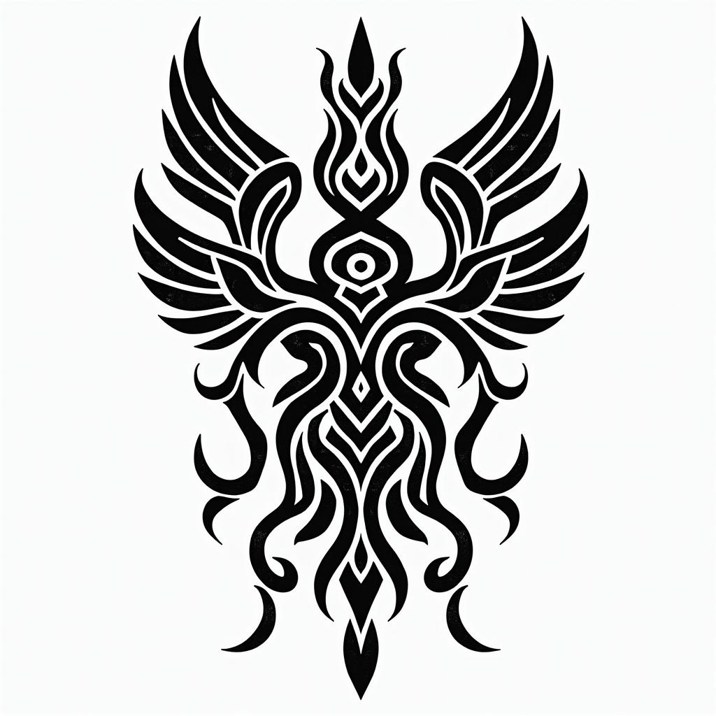 Woods, animals and namesin tribal tattoo style, featuring bold and black geometric shapes, curved lines, intertwine and flow seamlessly, creating a powerful and symbolic design, polynesian and maori styles - Variation 4