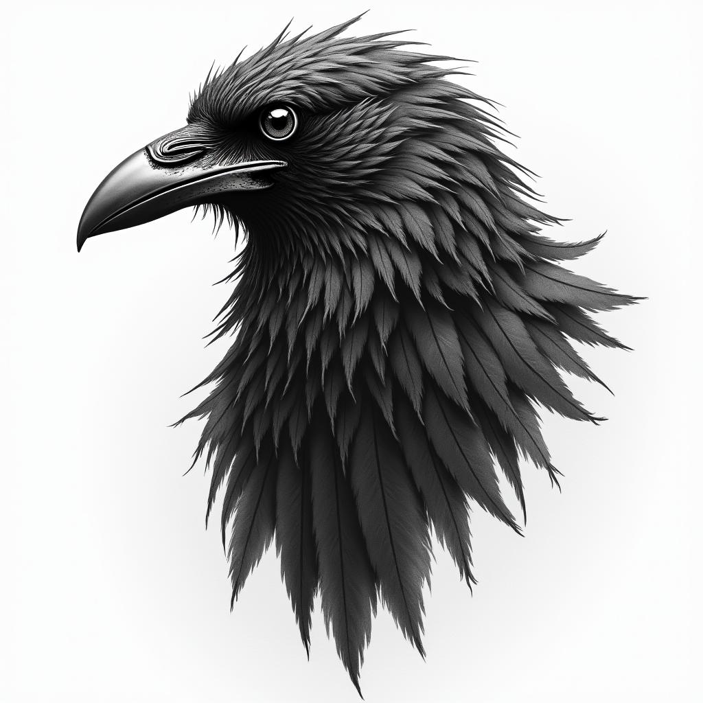 Raven, viking, grudge, womanin realism tattoo style, featuring a highly detailed, lifelike, capturing every detail, photorealistic, ultra realistic, intricate shading, smooth and sharp, - Variation 4