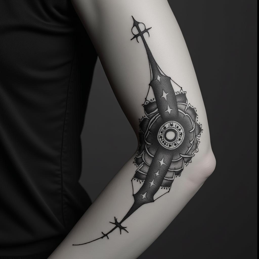 Fuck feelings heartbroken painin spiritual symbols tattoo style, featuring an intricate design incorporating elements, Hamsa hand, third eye, minimalist composition - Variation 2