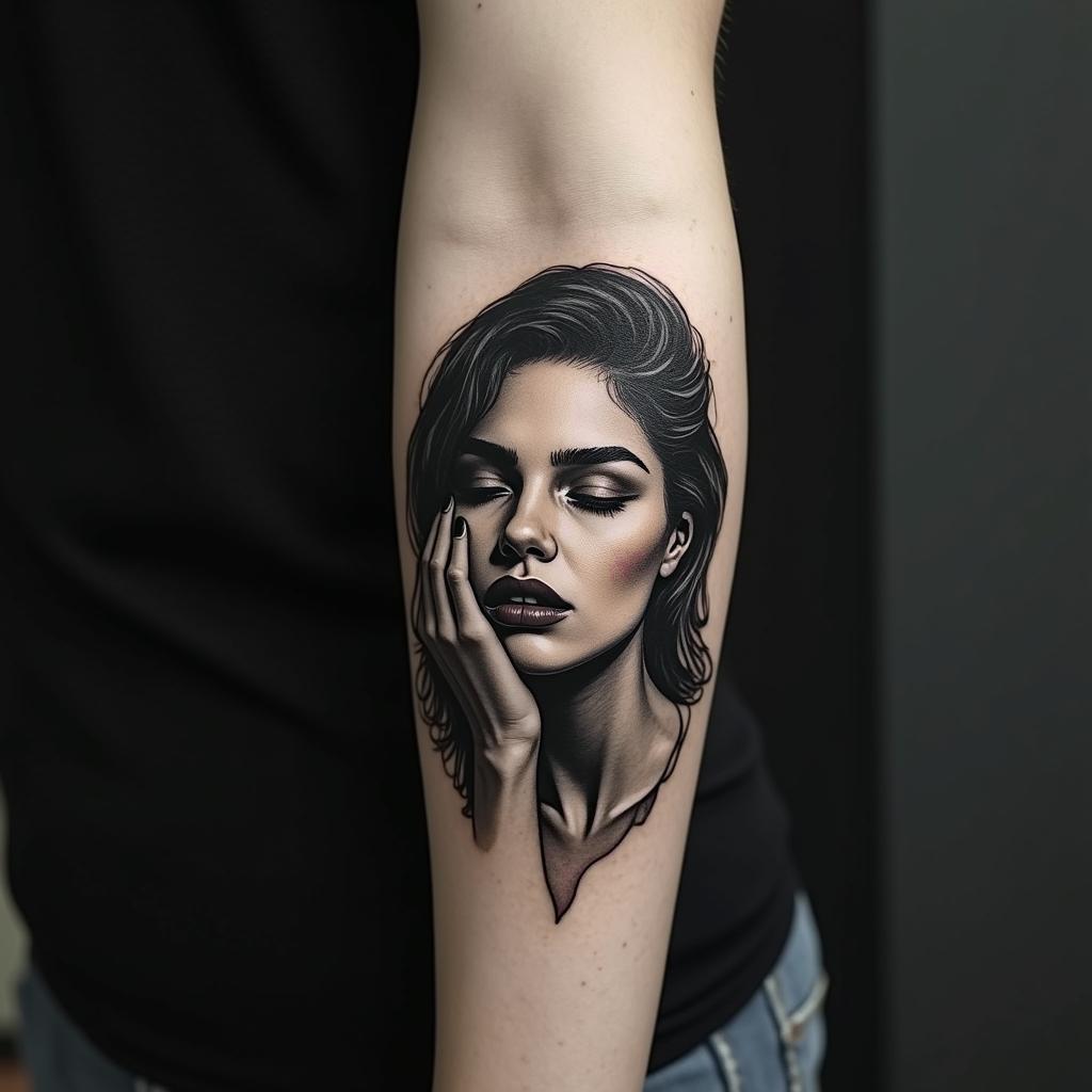 Fuck feelings heartbroken painin realism tattoo style, featuring a highly detailed, lifelike, capturing every detail, photorealistic, ultra realistic, intricate shading, smooth and sharp,