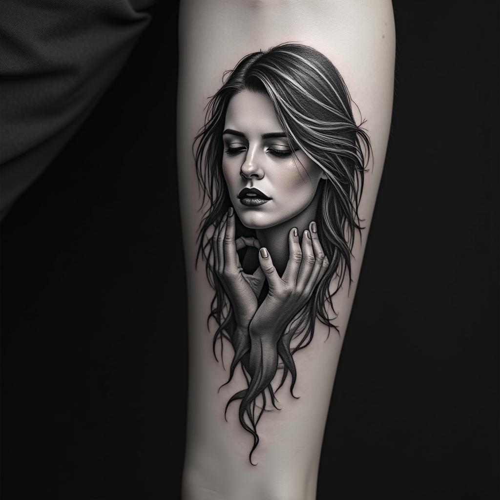 Fuck feelings heartbroken painin realism tattoo style, featuring a highly detailed, lifelike, capturing every detail, photorealistic, ultra realistic, intricate shading, smooth and sharp, - Variation 3