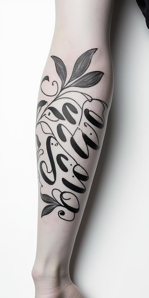 Juárezin elegant cursive calligraphy style 2d tattoo, decorate with roses, featuring a smooth and flowing handwritten script with slightly thickened strokes for a luxurious and bold appearance, heart symbol between names, sleek and glossy black text with shadowing, minimalist matte white background, clean and sharp edges, illuminated with soft lighting, romantic, 8k, high-quality textures with refined typography - Variation 2