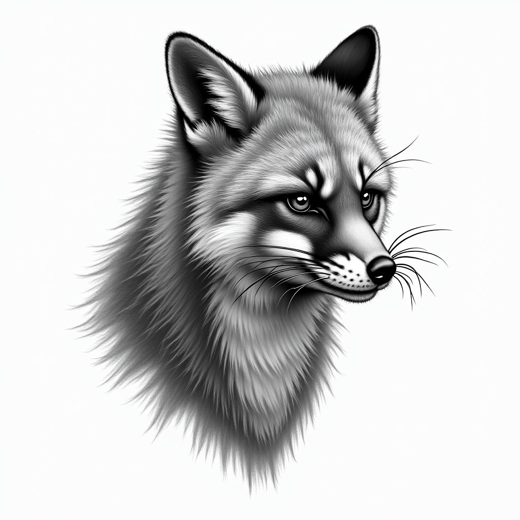 Wald, fuchs, bär, hirsch, bussardhigly detailed tattoo - Variation 6