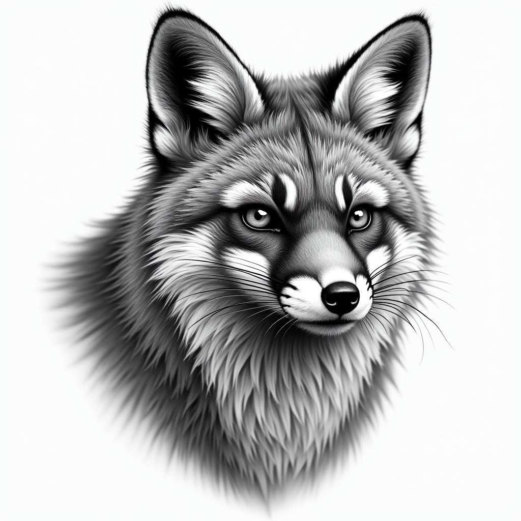 Wald, fuchs, bär, hirsch, bussardhigly detailed tattoo - Variation 4