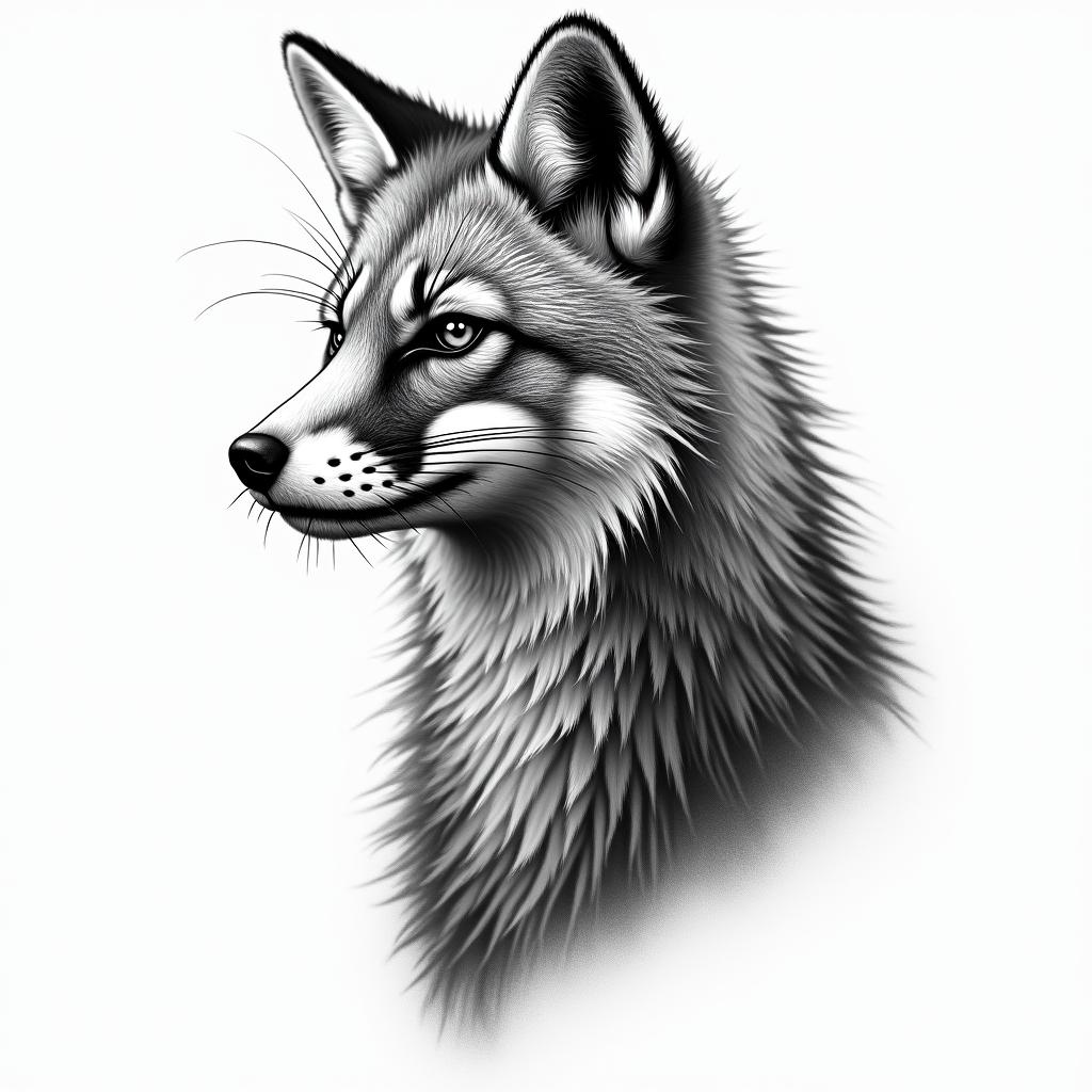 Wald, fuchs, bär, hirsch, bussardhigly detailed tattoo - Variation 2