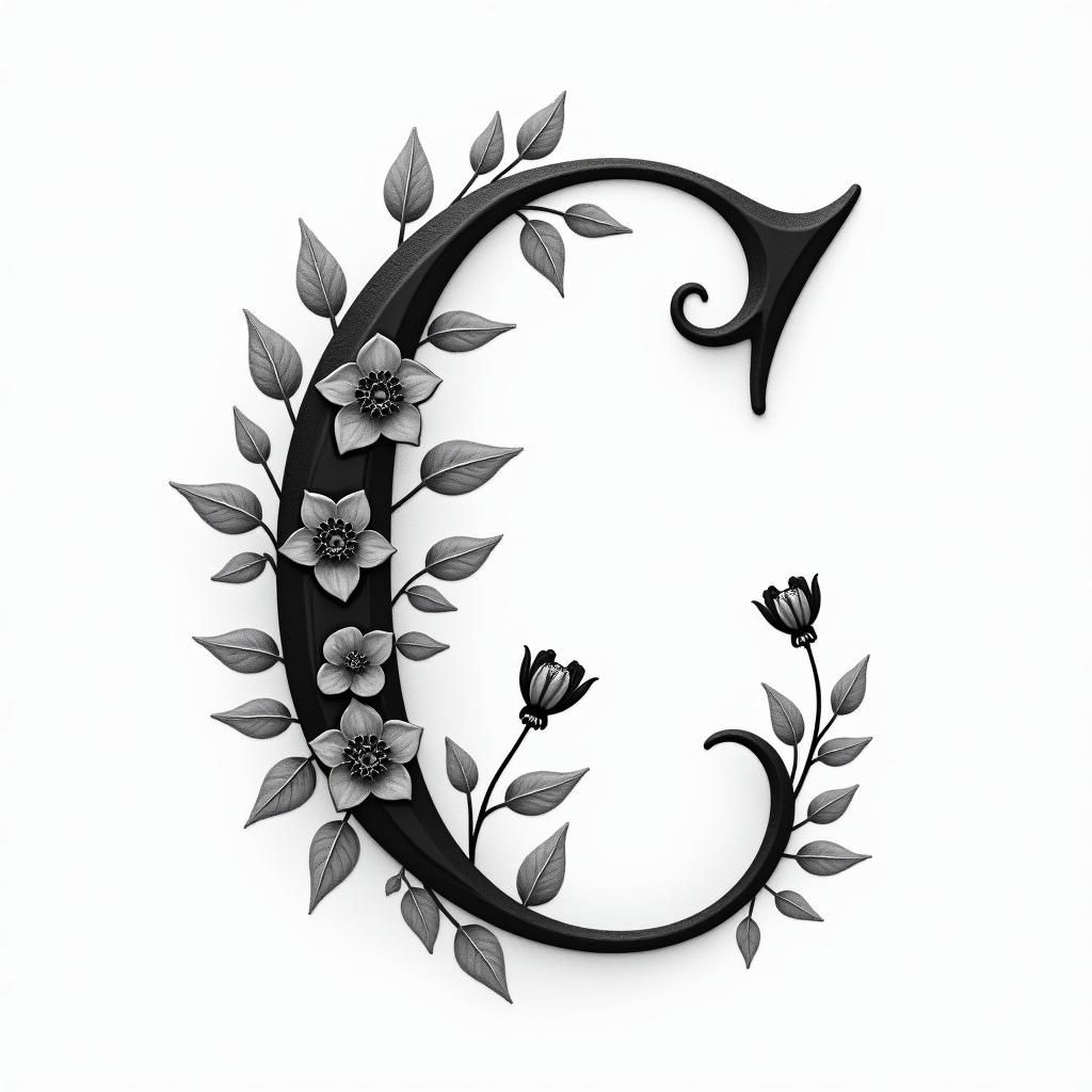 I want a capital C with the names Adrien, Andréa, and Leandro inside, in black and white, feminine and simple.in elegant cursive calligraphy style 2d tattoo, decorate with roses, featuring a smooth and flowing handwritten script with slightly thickened strokes for a luxurious and bold appearance, heart symbol between names, sleek and glossy black text with shadowing, minimalist matte white background, clean and sharp edges, illuminated with soft lighting, romantic, 8k, high-quality textures with refined typography - Variation 3