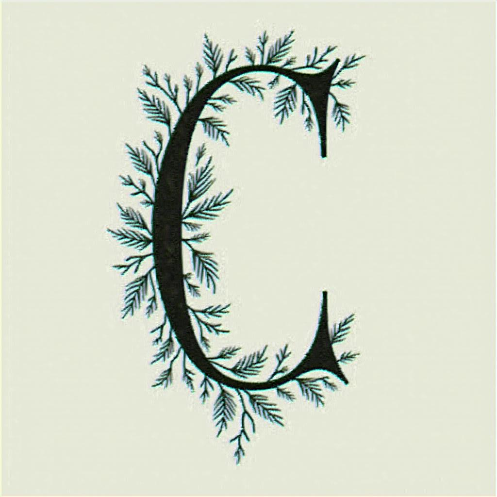 I want a simple uppercase C without too much detail with the names Adrien, Andréa, and Leandro inside, in black and white, feminine and simple.higly detailed tattoo - Variation 8