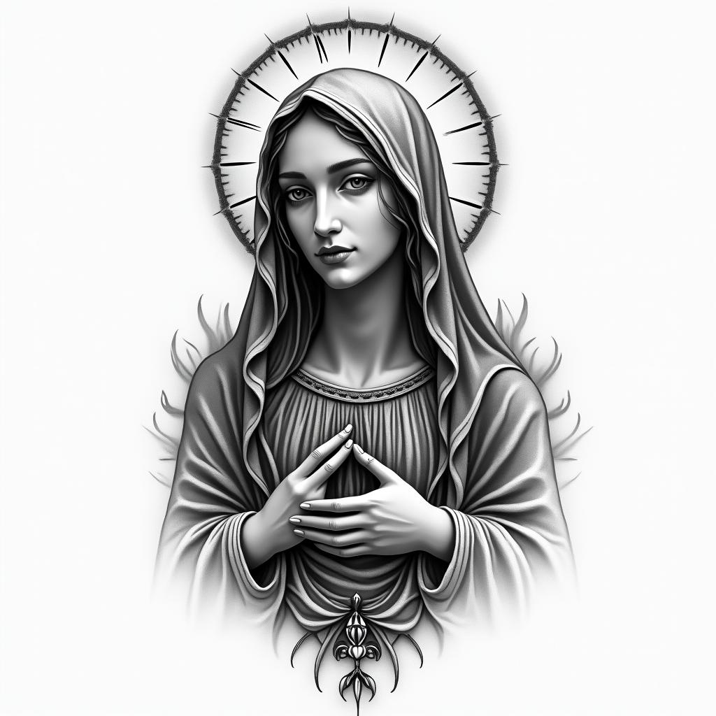 Virgin Maryhigly detailed tattoo - Variation 4