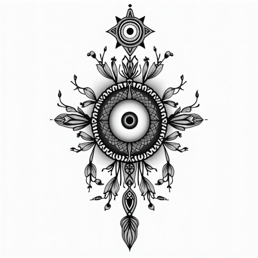 Brianna loves you, your dad.in spiritual symbols tattoo style, featuring an intricate design incorporating elements, Hamsa hand, third eye, minimalist composition - Variation 3