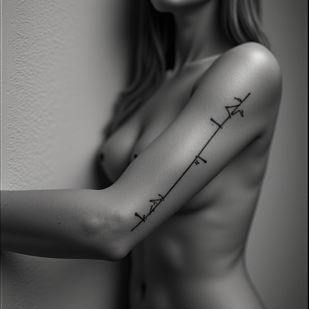 Raffaëlminimalist text-based tattoo, Monospace font ultra-realistic, perfectly placed, high-quality font design, photo-realistic shading, 8k, high quality, finely detailed typograph - Variation 4