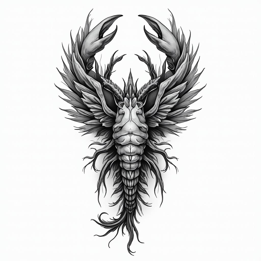 I am a Cancer born on 06/24/1986; I am a peaceful person.in bohemian style tattoo, 8k - Variation 2