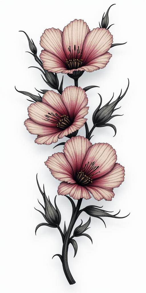 Blood flowers and thorns swirling only colour for bloodin realism tattoo style, featuring a highly detailed, lifelike, capturing every detail, photorealistic, ultra realistic, intricate shading, smooth and sharp, - Variation 3