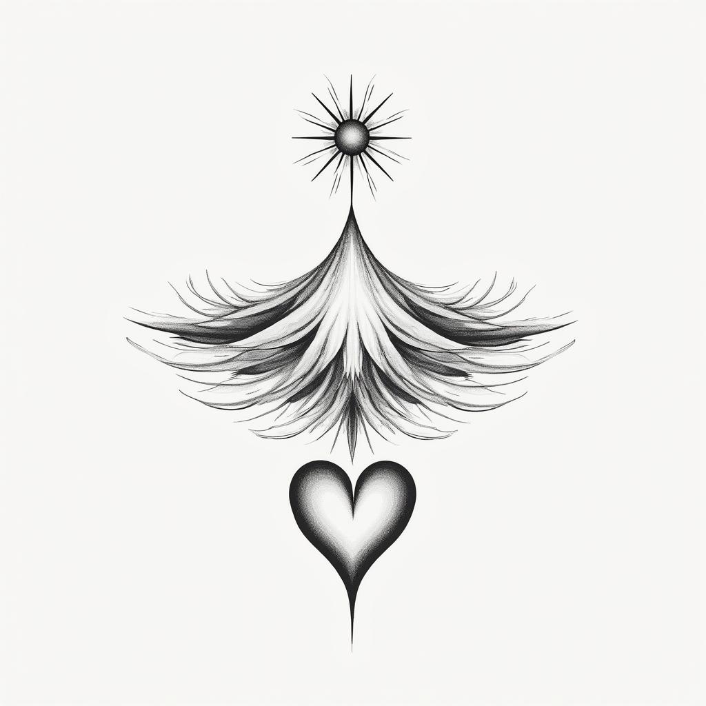 Geminiin Modest style tattoo, featuring soft, delicate line work with simple and meaningful symbols, gentle waves, a heart, evoking a sense of serenity and grace, - Variation 4