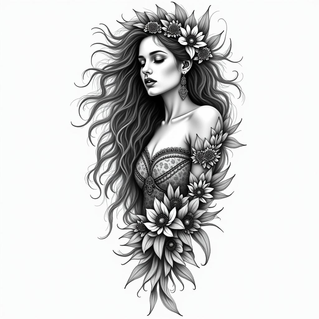 Geminiin bohemian style tattoo, 8k - Variation 2