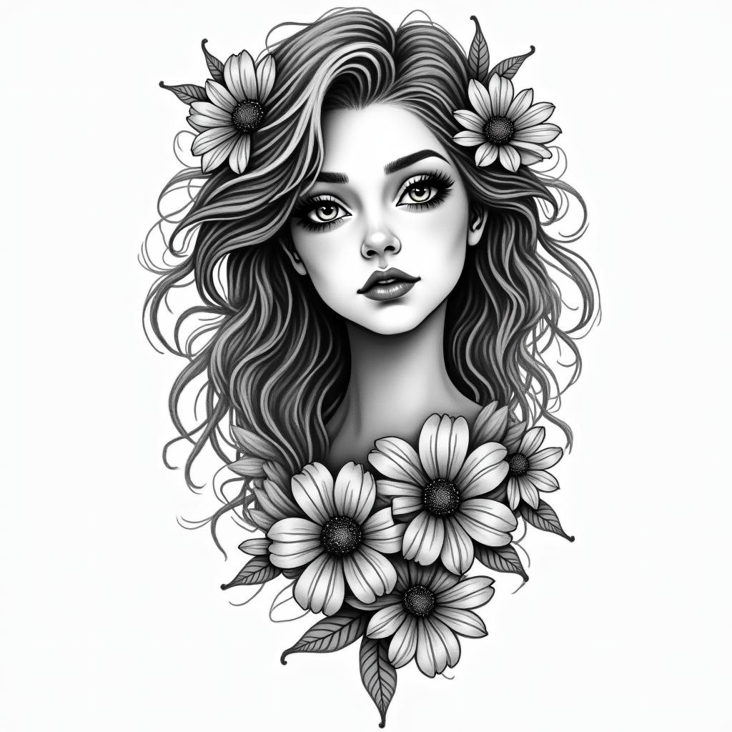 Geminiin bohemian style tattoo, 8k